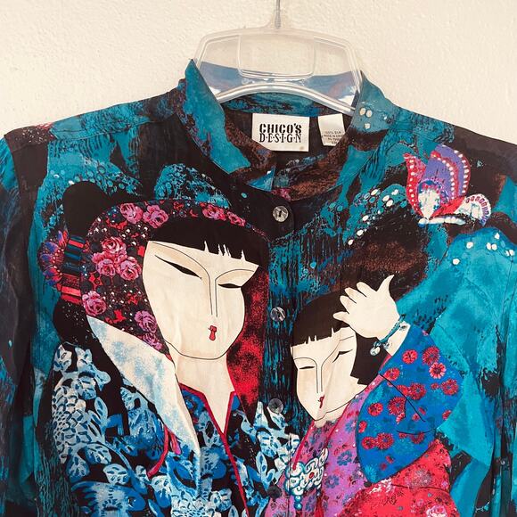 Chico’s SILK Size XS kimono blouse - Picture 3 of 11